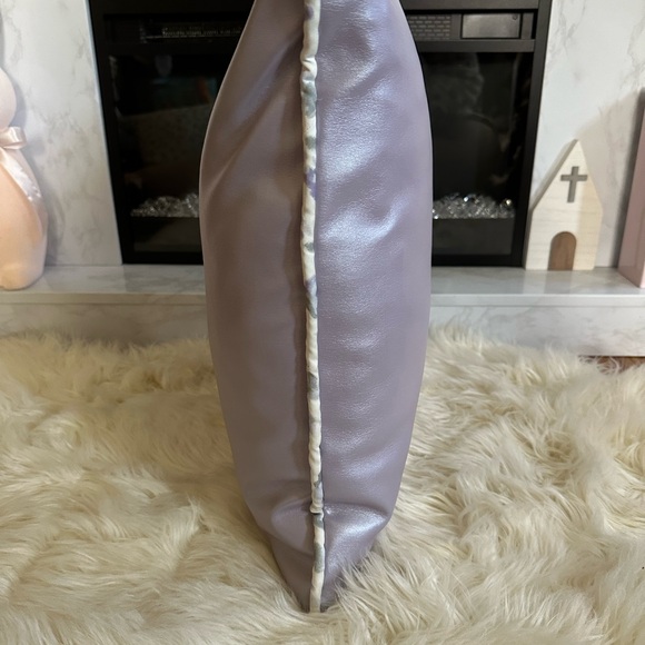 Lilac Pearl Faux Leather Throw Pillows - Picture 8 of 14